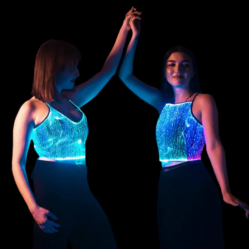 NEBULITE® LED Crop-Top mit Schnürung hinten