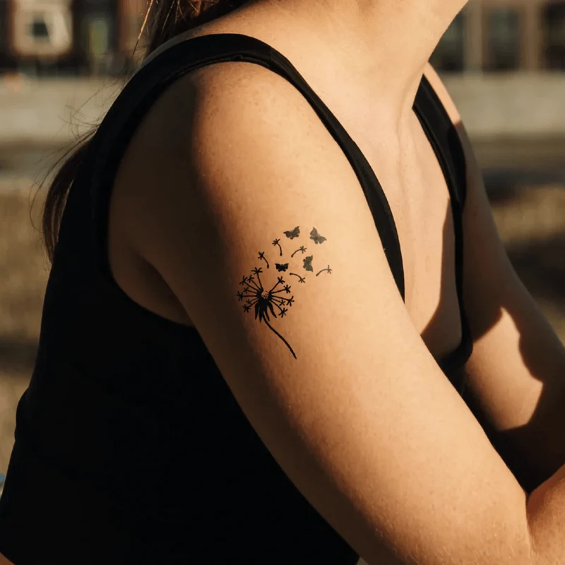 Schmetterling Pusteblume Tattoo Waterless