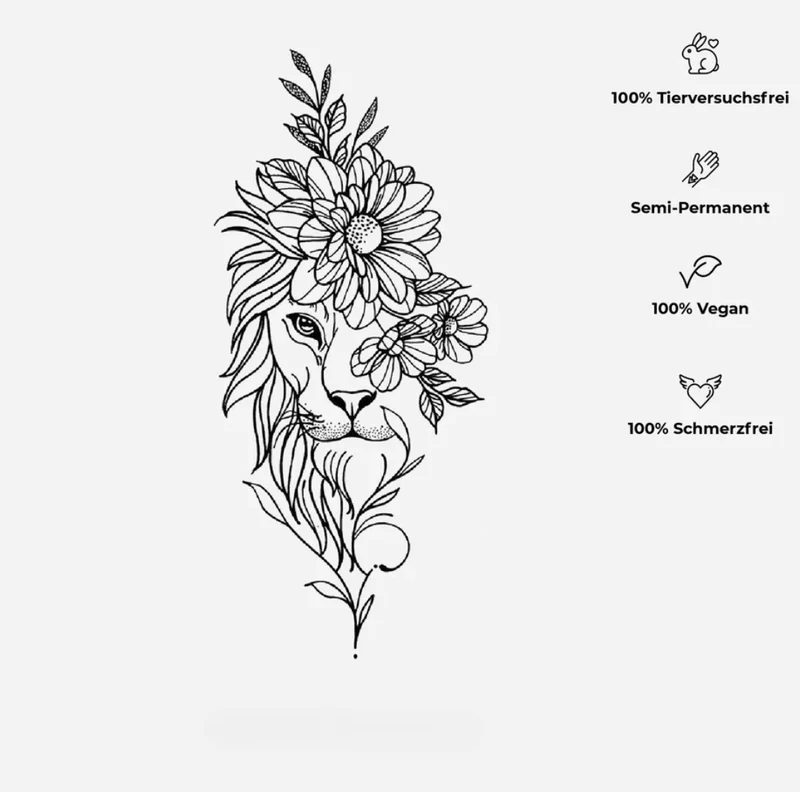 Blumenlöwe Tattoo Waterless