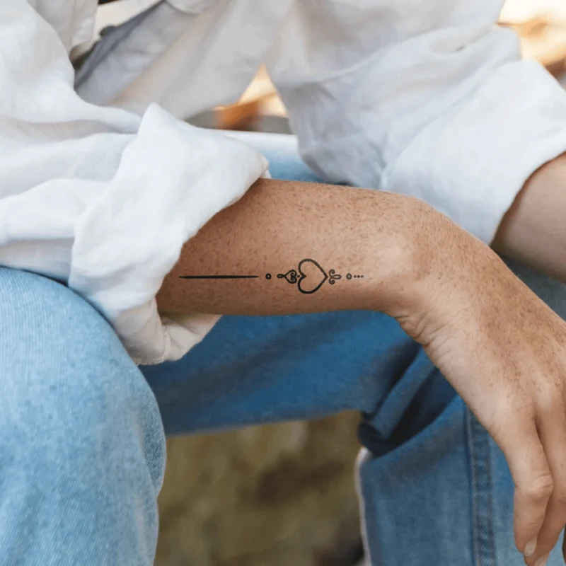 Langes Herz Tattoo Waterless