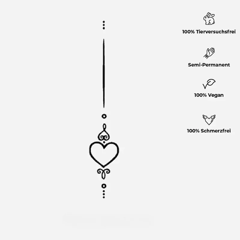 Langes Herz Tattoo Waterless