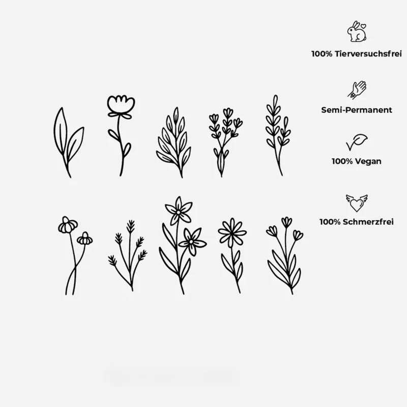 Blumen Finger Tattoo Set Waterless