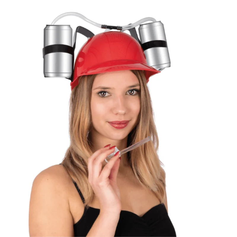 Durstlöscher-Helm für Erwachsene rot-schwarz