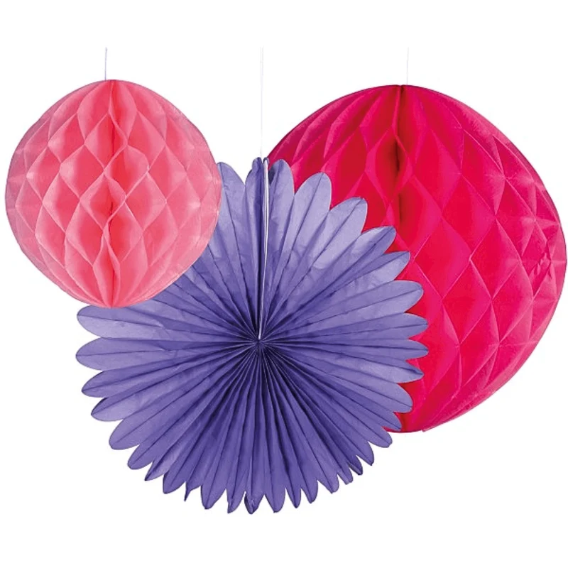 Dekofächer Lila/Rosa/pInk, 20-50cm - 3er Set