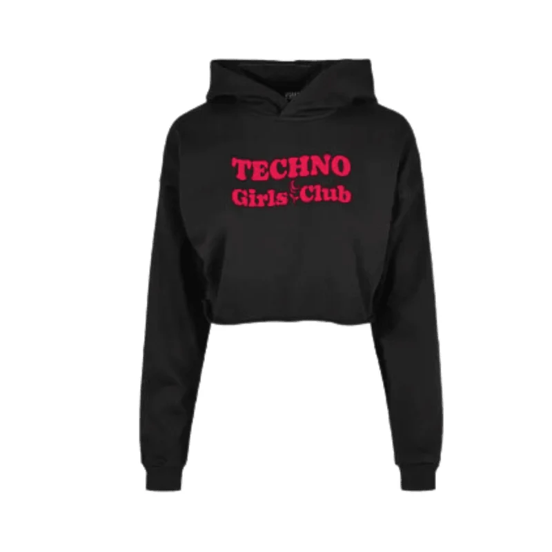 Techno Girls Club Oversized Cropped Hoodie