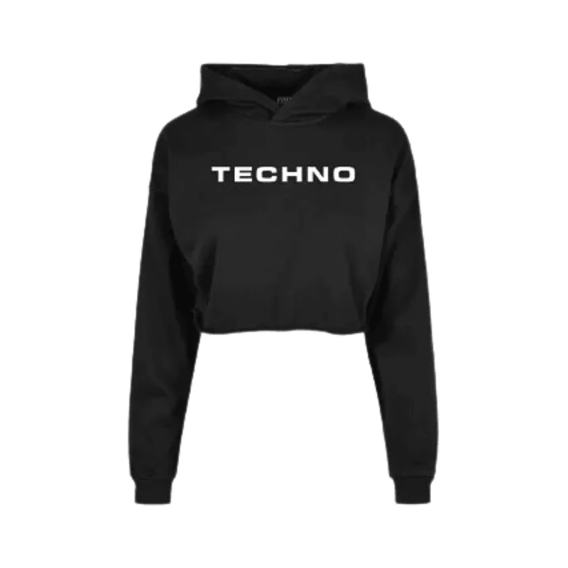 TECHNO Oversized Cropped Hoodie