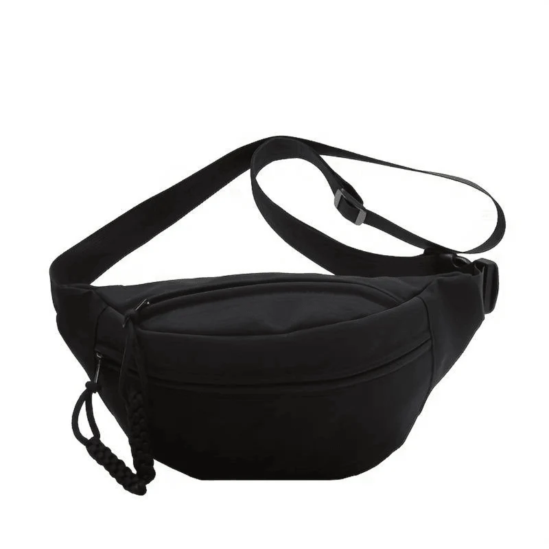 Große Bauchtasche in Schwarz mit drei Fächern