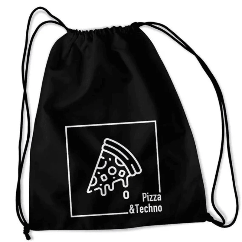 Pizza & Techno Turnbeutel (schwarz)