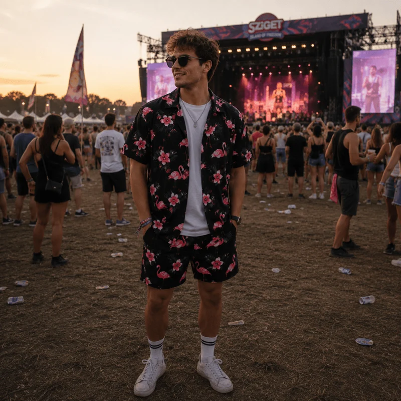 Festival Outfit Black Flamingo 2-teilig