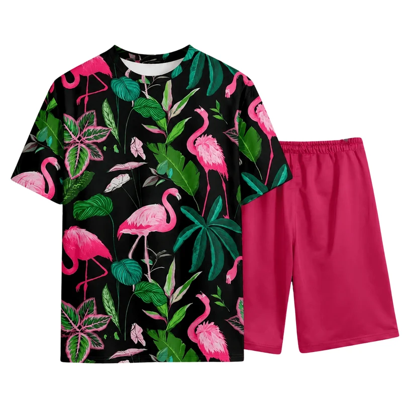 Festival Outfit Flamingo Jungle T-Shirt 2-teilig