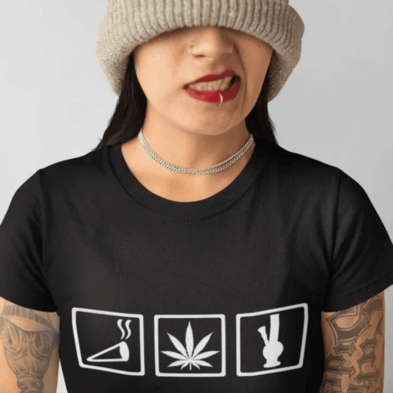 Smoke All Day T-Shirt (schwarz oder weiß / Frauen)