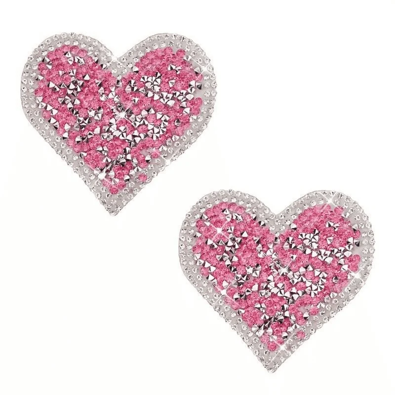 Nippel Pads in Herz Form Glitzer Pink