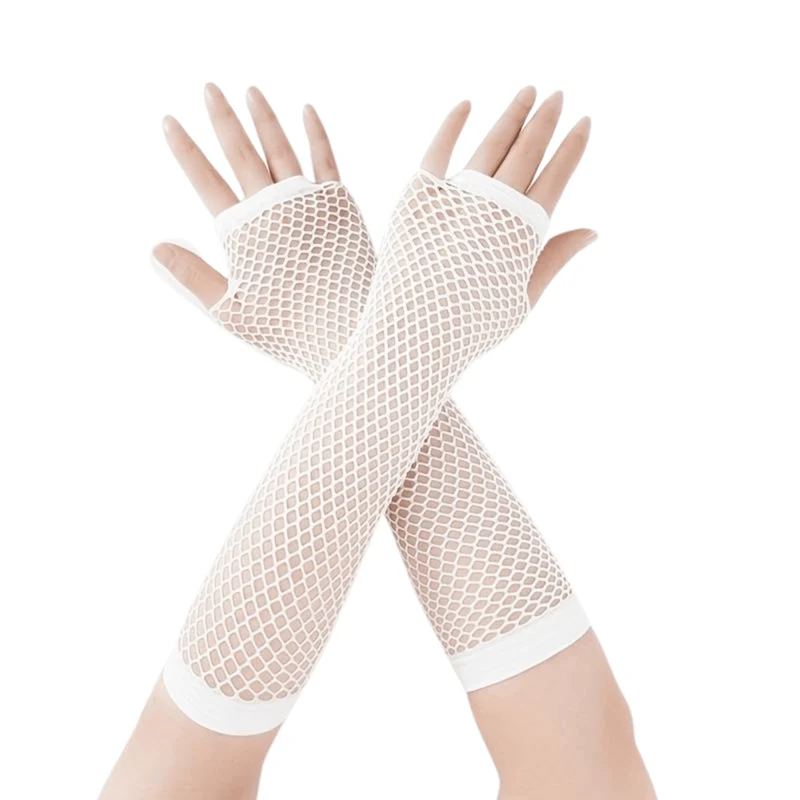 Lange Handschuhe Netz Optik in Grobstrick