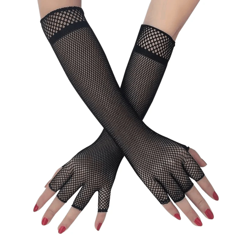 Lange Handschuhe Netz Optik