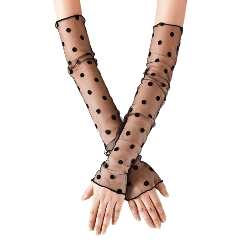 Fingerlose lange Handschuhe gepunktet