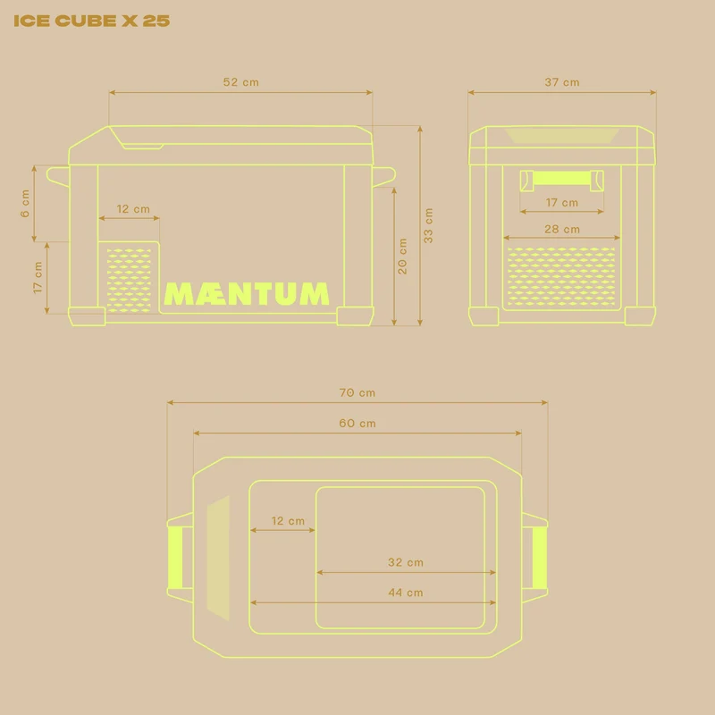Maentum IceCubeX 25 - Kompressor-Kühlbox, 12/24/230V, 25L