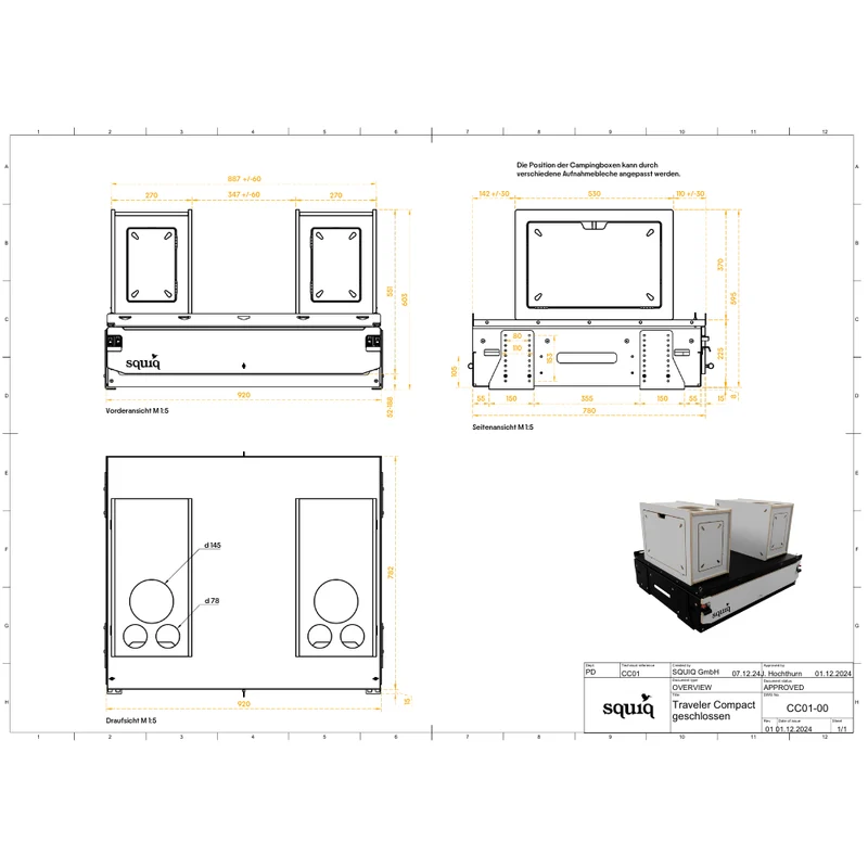 squiq Traveler COMPACT Heckauszug Campingbox für SUV Kombi