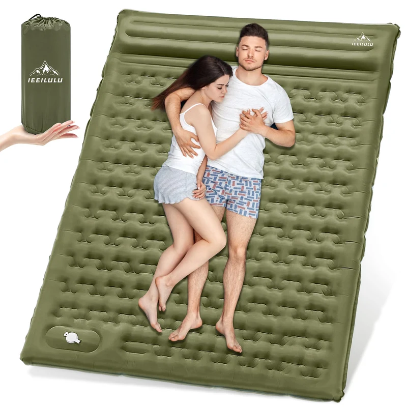 IEEILULU selbstaufblasende Camping Isomatte – 2 Personen 12cm Grün