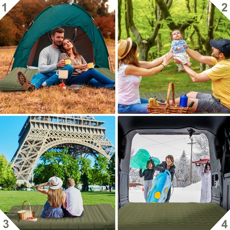 IEEILULU selbstaufblasende Camping Isomatte – 2 Personen 12cm Grün