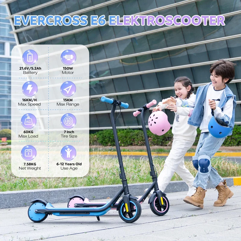 EVERCROSS Elektroroller Kinder Leicht - 7 Farben LED Lichter