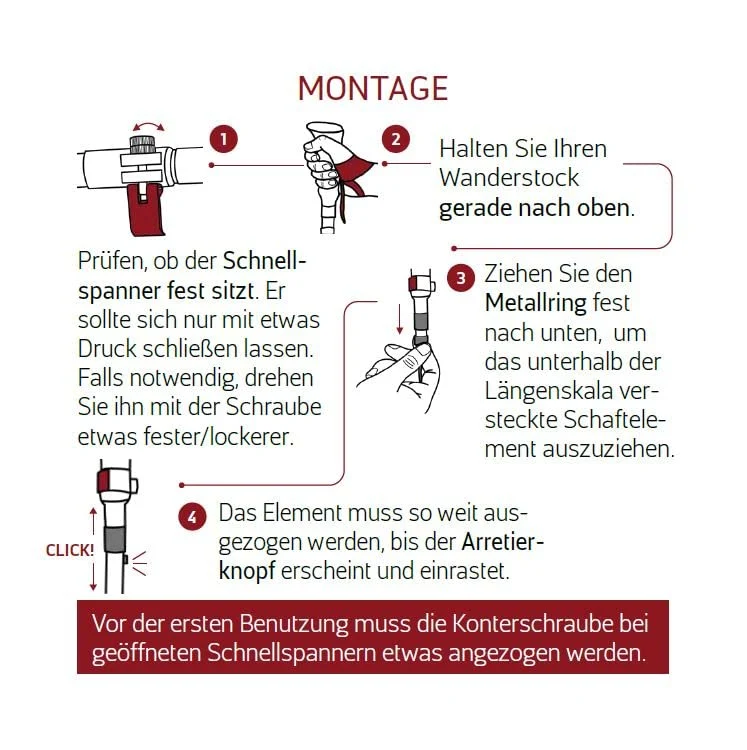 Rothwild Platzhirsch Carbon Wanderstöcke faltbar 105-125cm