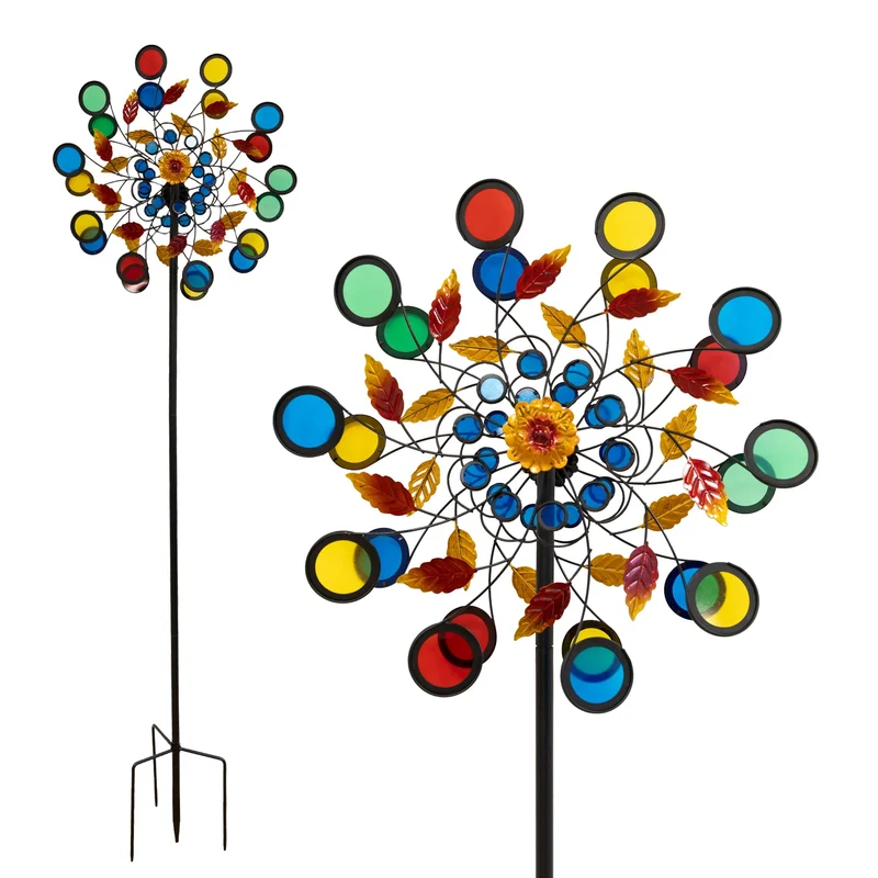 Lemodo Windrad Garten Metall NA200, Windspiel Kupferoptik, 221 cm