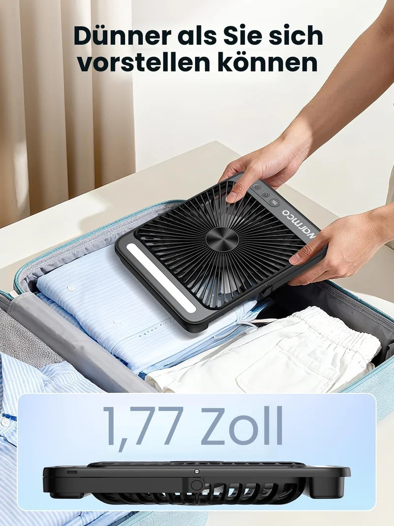 Warmco D4 Pro Campingventilator, Akku-Tischventilator mit Licht