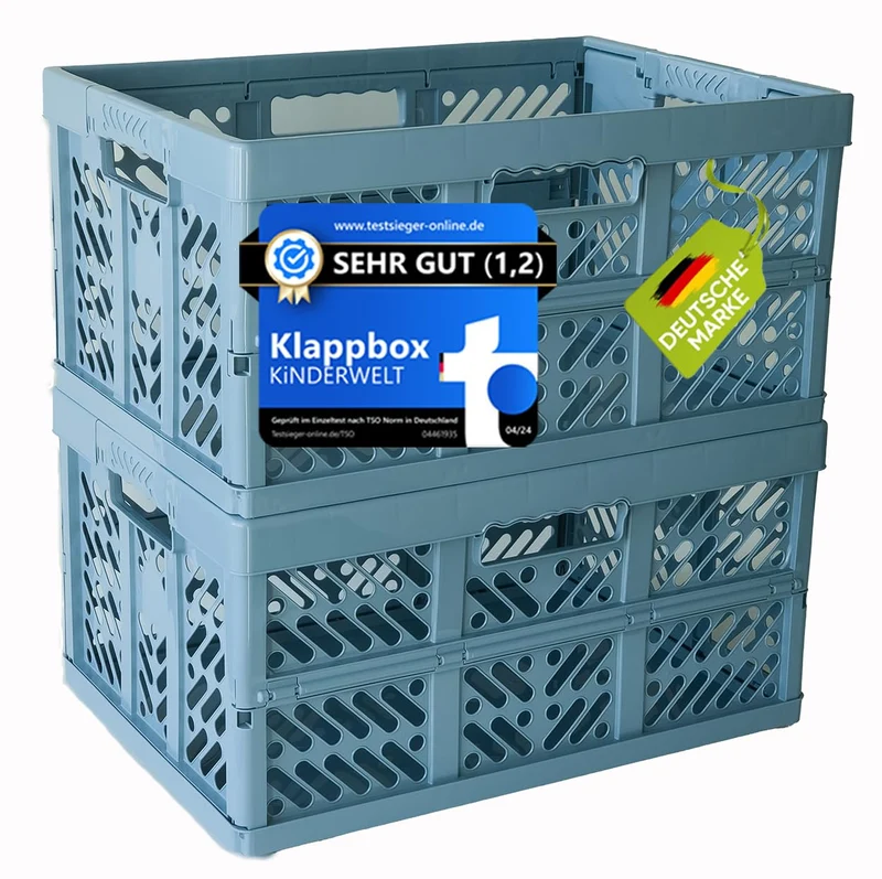 KiNDERWELT Profi-Klappbox 45 L, 2er-Set, belastbar bis 50 kg, blau