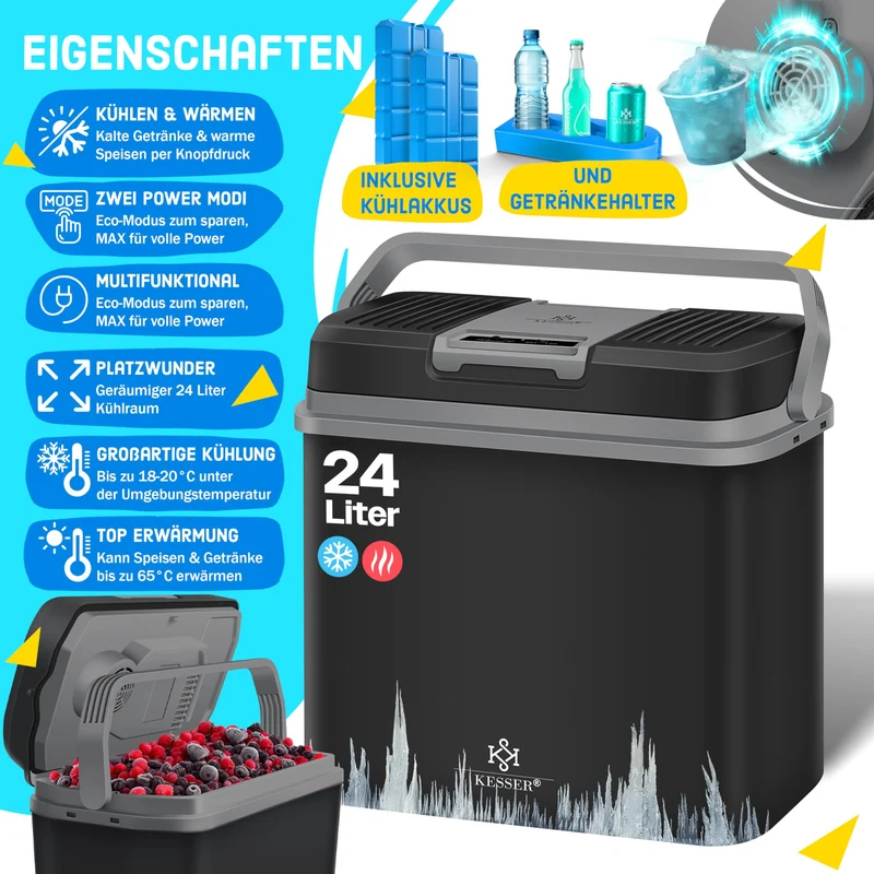 KESSER Kühlbox 24 L thermoelektrisch kühlt & wärmt 12V/230V