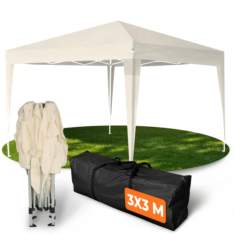 Kronenburg Faltpavillon 3 x 3 m wasserdicht UV 50+ Champagner