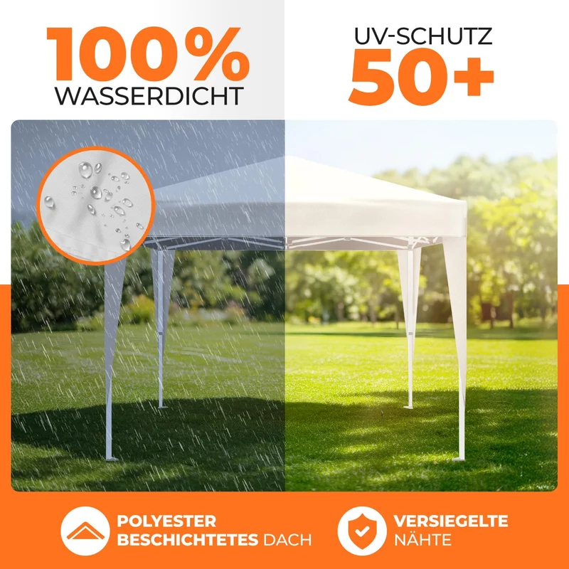 Kronenburg Faltpavillon 3 x 3 m wasserdicht UV 50+ Champagner