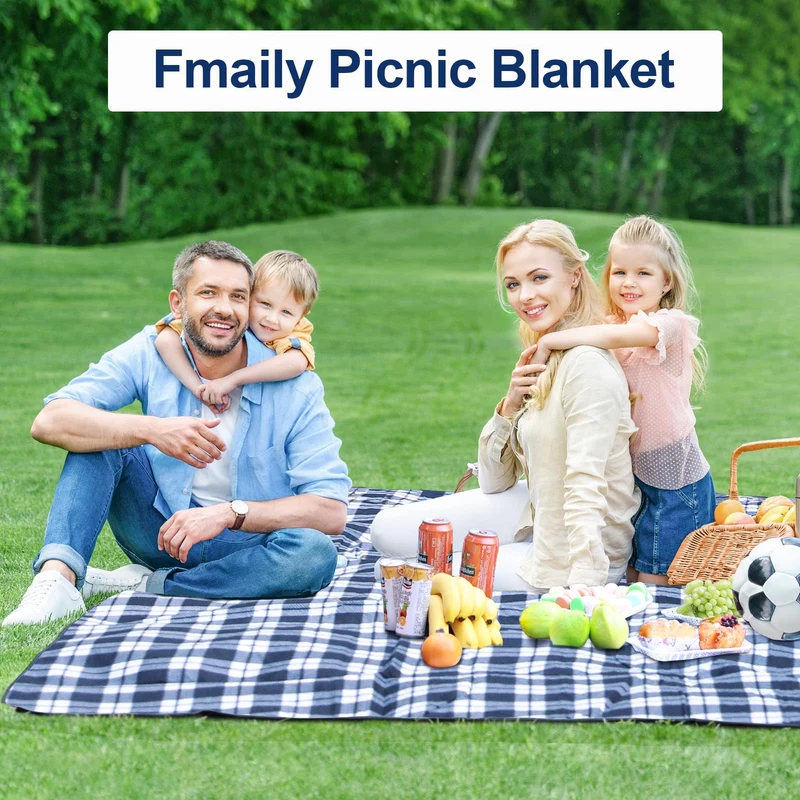 HUTHIM Picknickdecke 300x300 cm, wasserdicht, faltbar, blau-weiss