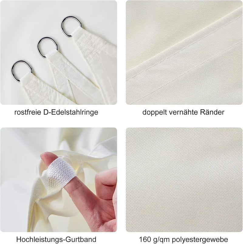 HAIKUS Sonnensegel wasserdicht 3 x 4 m rechteckig Creme mit UV-Schutz