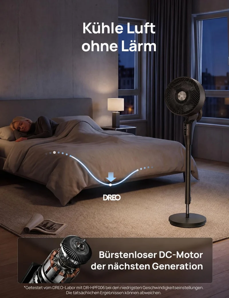 DREO PolyFan 353 Standventilator, 20 dB leise, 90° oszillierend