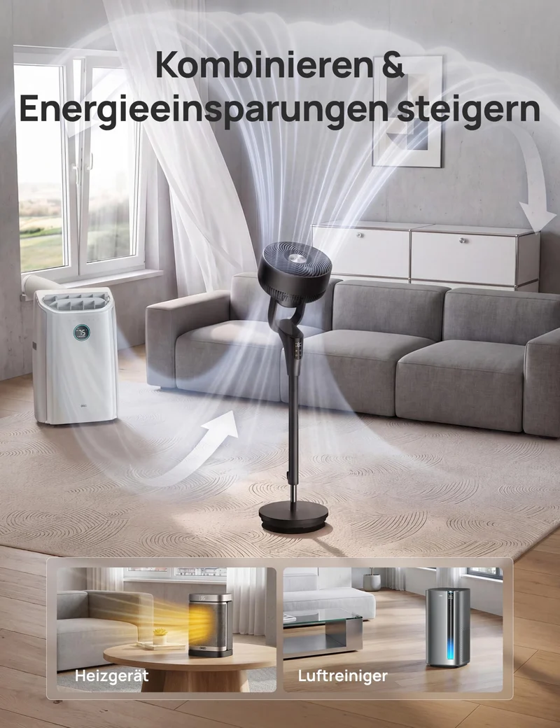 DREO PolyFan 353 Standventilator, 20 dB leise, 90° oszillierend