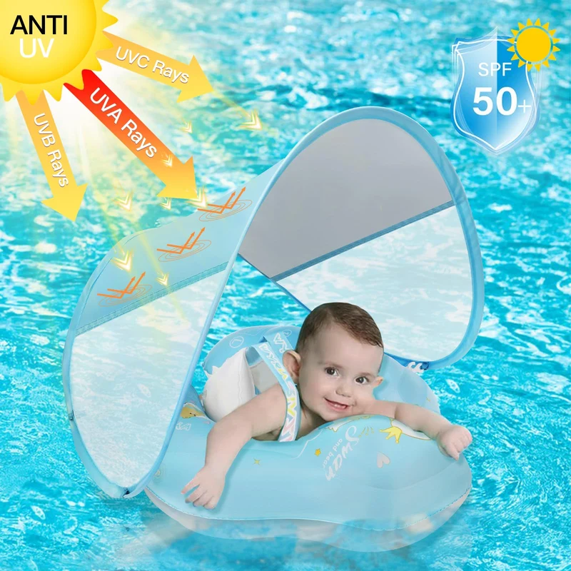 LOOWARTS Baby-Schwimmring mit Baldachin, UPF 50+, 12–36 Monate