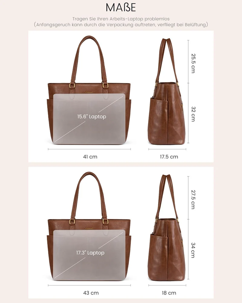 LOVEVOOK Handtasche Damen gross Laptoptasche 17.3 Zoll Shopper