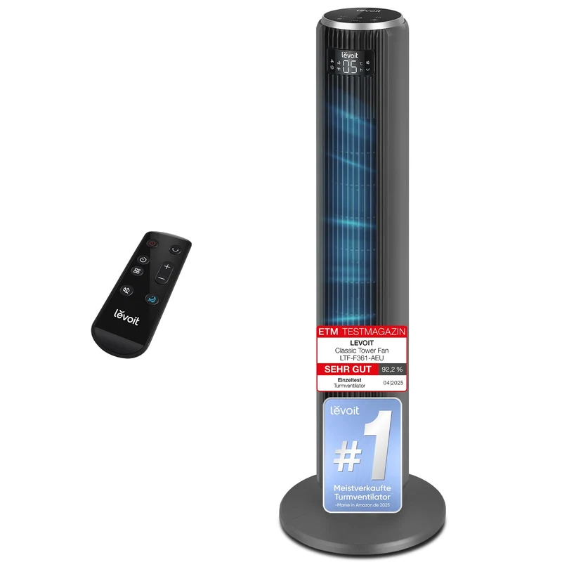 Levoit Turmventilator LTF-F361-AEU, 92 cm, mit Fernbedienung, mattgrau