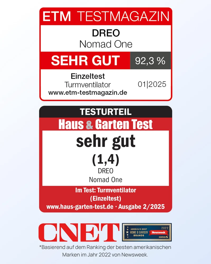 Dreo Nomad One S Turmventilator, App, 90° Oszillation, schwarz