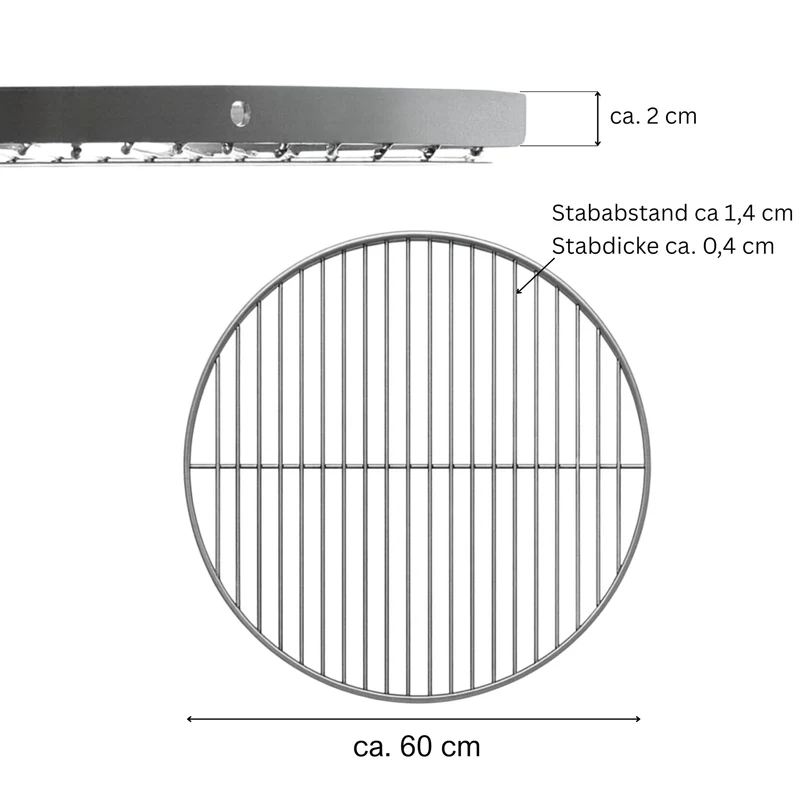Brandsseller Grillrost Edelstahl AISI 201 Ø 60 cm rund