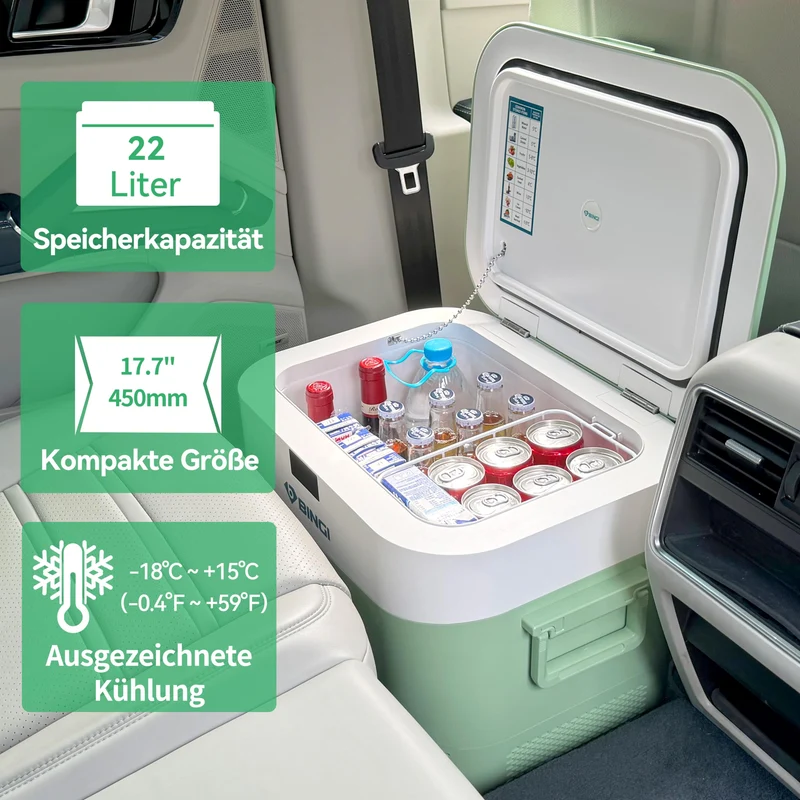 BINGI Kompressor-Kühlbox 22 Liter, 12/24 V und 230 V, HC-22P2