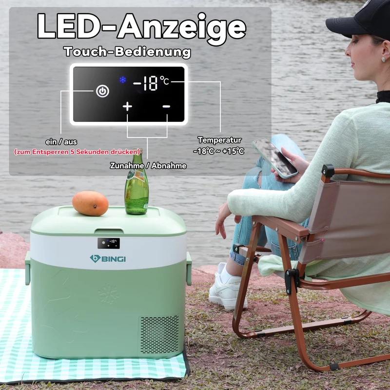 BINGI Kompressor-Kühlbox 22 Liter, 12/24 V und 230 V, HC-22P2