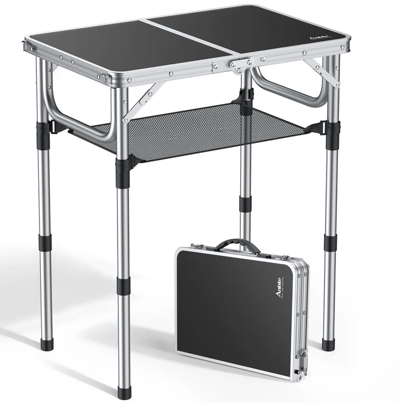 Anbte Campingtisch klappbar 60x40cm, höhenverstellbar, schwarz