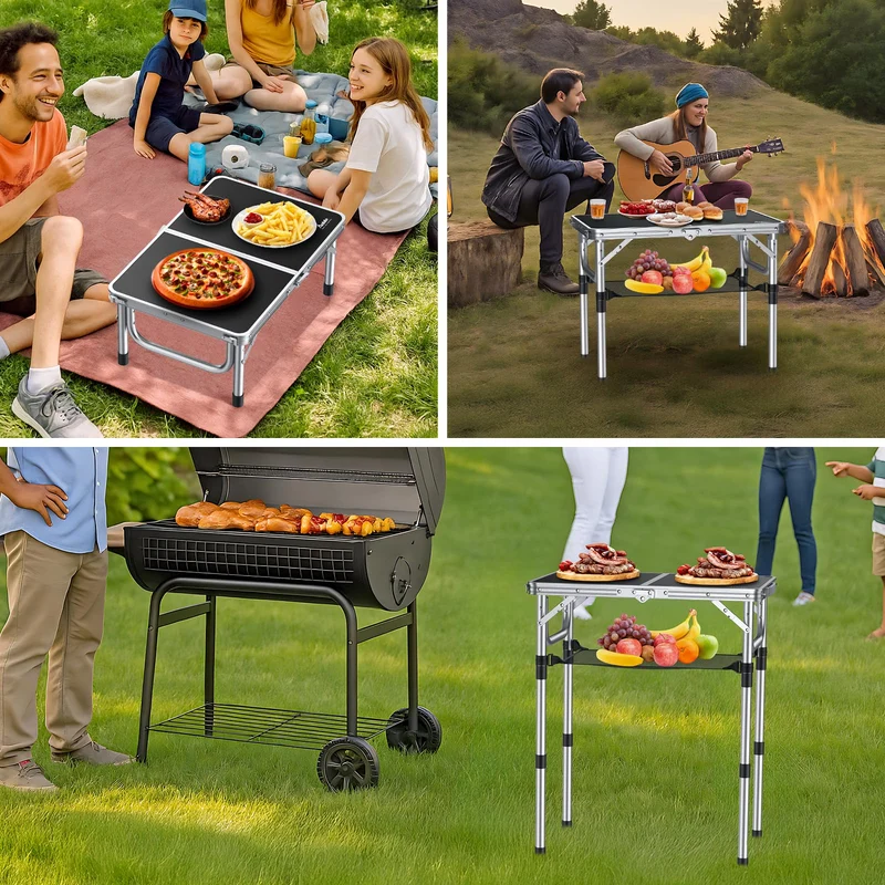 Anbte Campingtisch klappbar 60x40cm, höhenverstellbar, schwarz