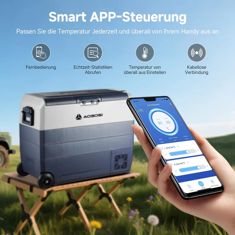AAOBOSI Kompressor Kühlbox 60 L Dual Zone mit App-Steuerung