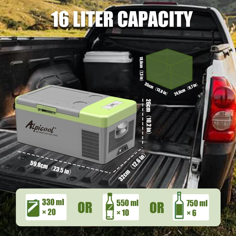 Alpicool Y16T Kompressor-Kühlbox 15 L 12 V für Auto, LKW und Boot