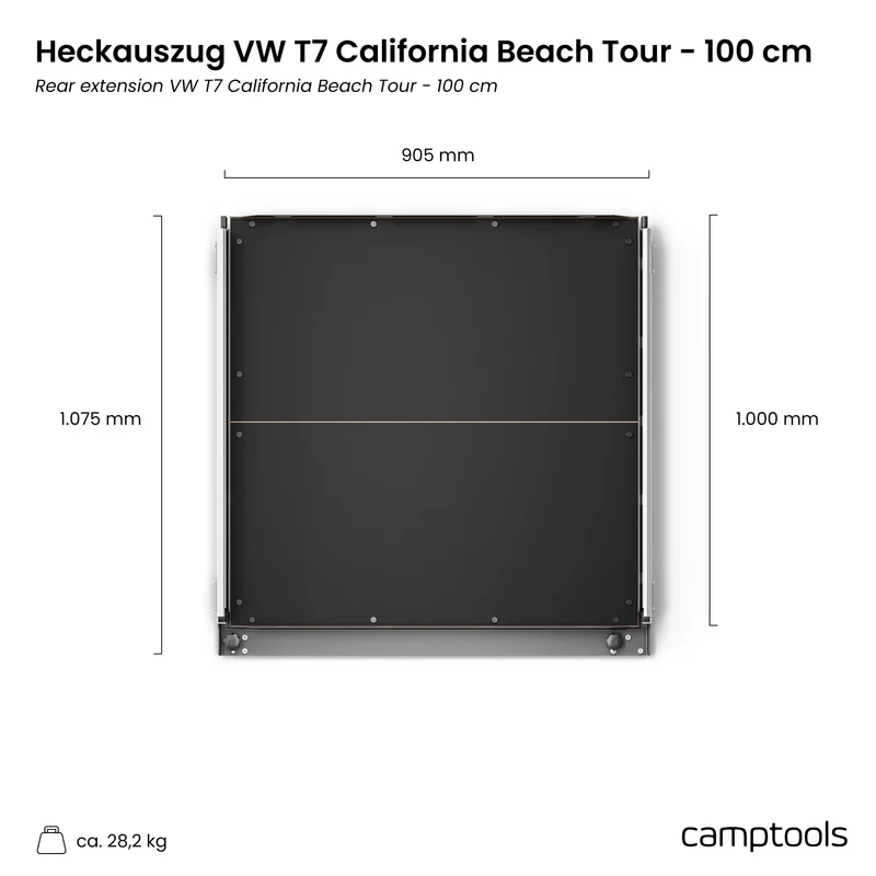 Heckauszug für VW T7 New California Beach Tour mit Technikbox / Elektrokiste