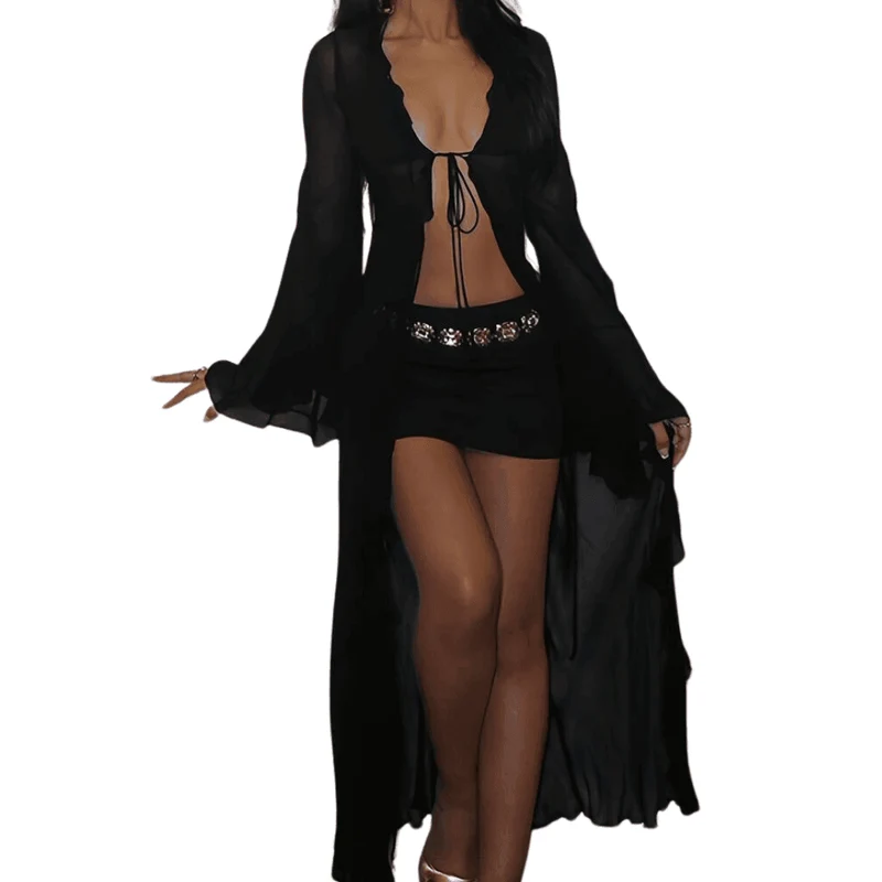 Kimono transparent schwarz