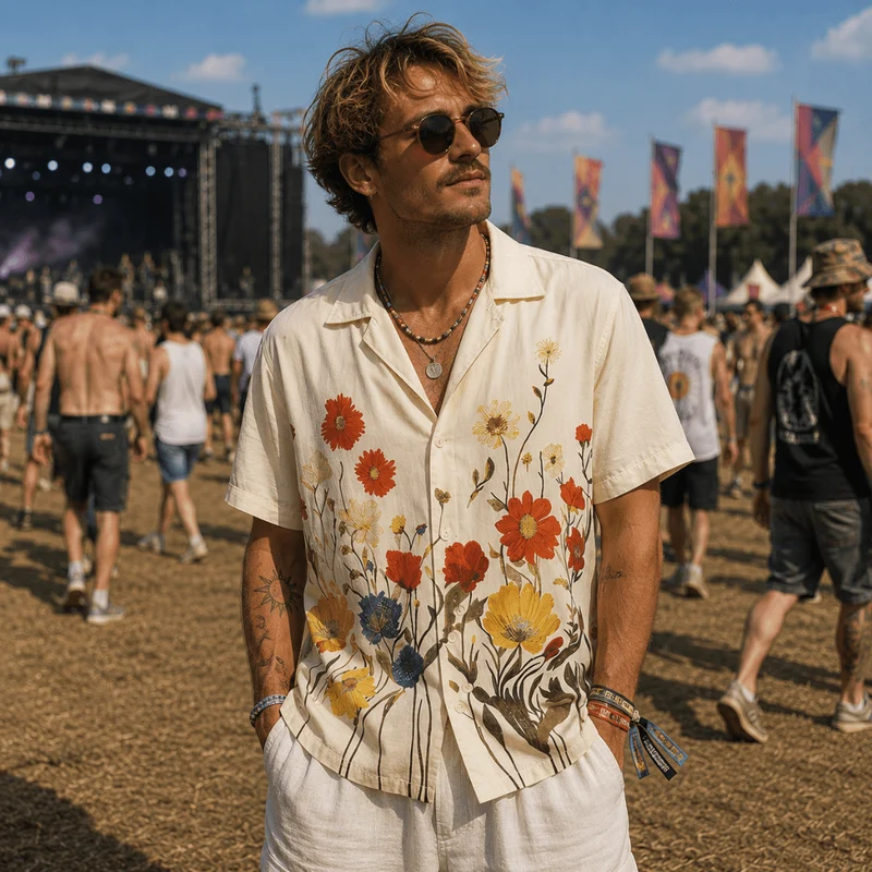 Festival Hemd Herren Floral