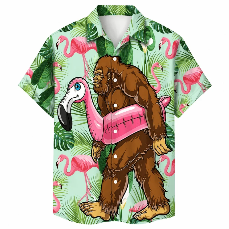 Festival Hemd Herren Monkey Flamingo